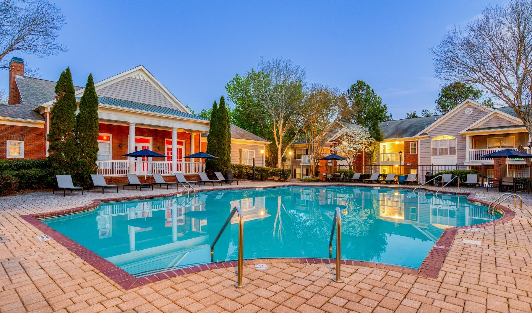 a swimming pool in a backyard