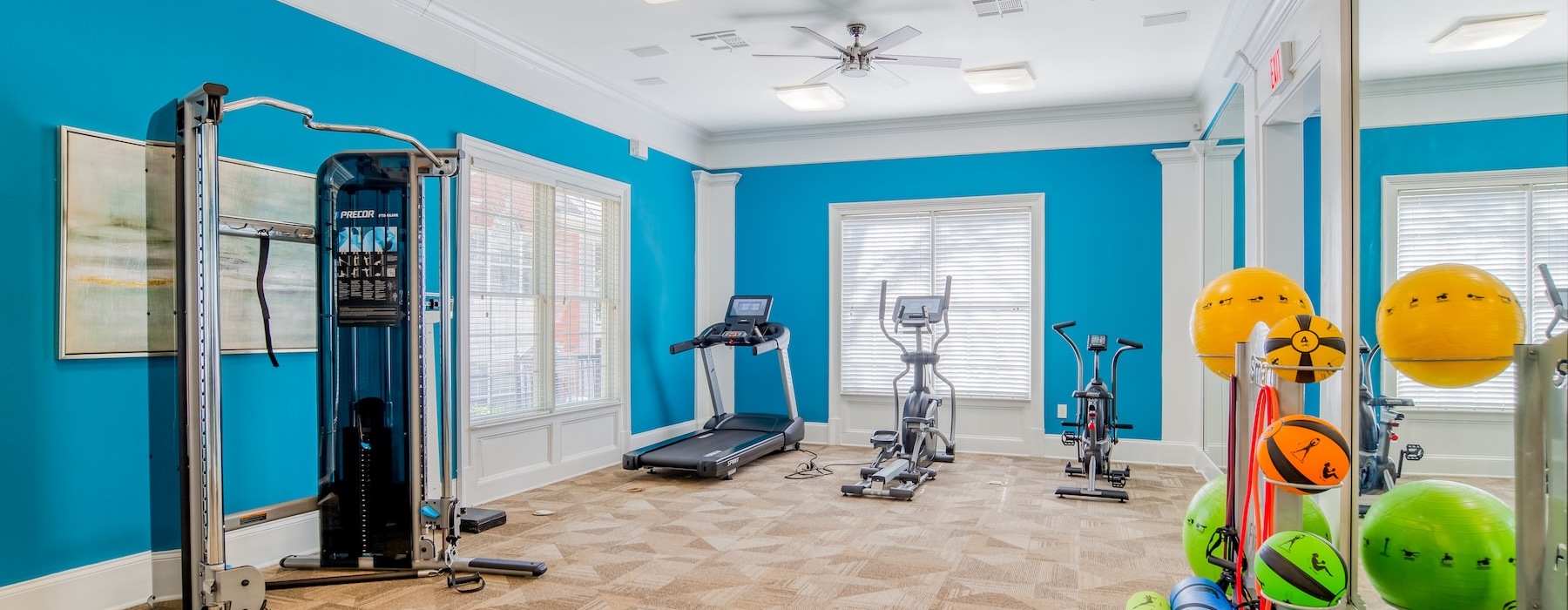 a room with exercise equipment