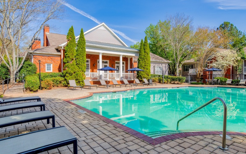 a swimming pool in a backyard