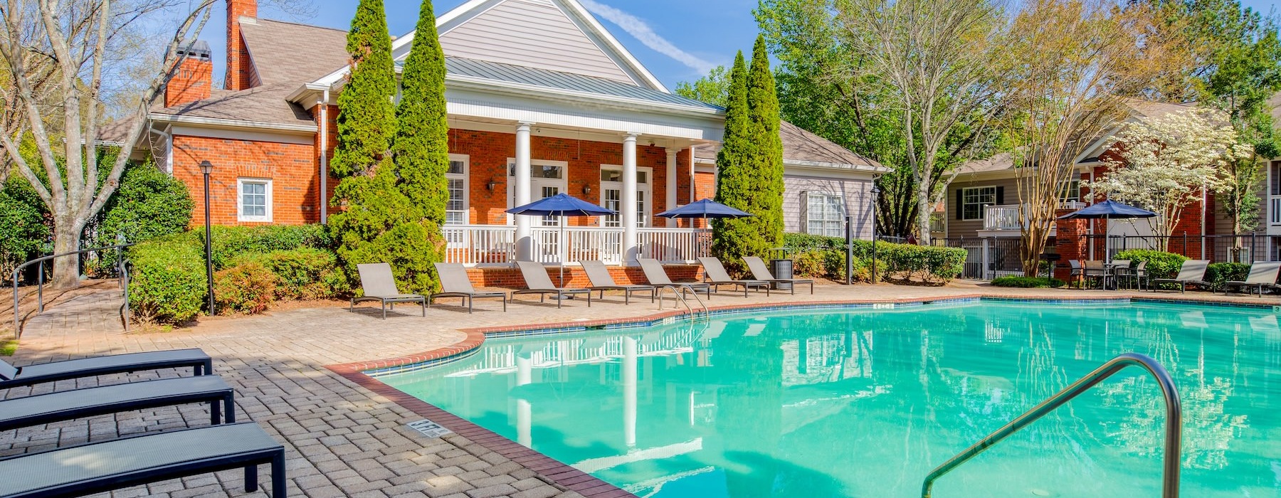 a swimming pool in a backyard